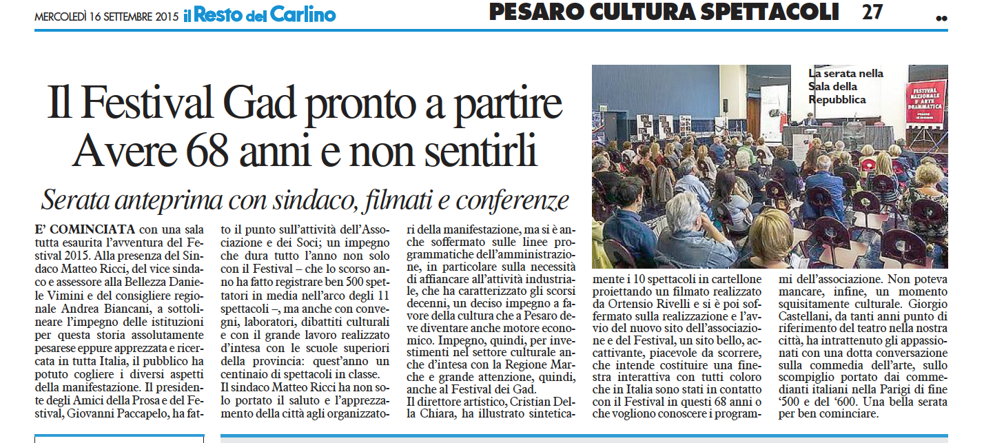 2015 09 16 RESTO DEL CARLINO Commento