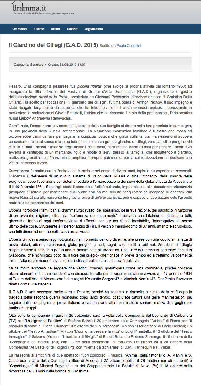 2015 09 21 Dramma.it Il Giardino dei Ciliegi G.A.D.2015