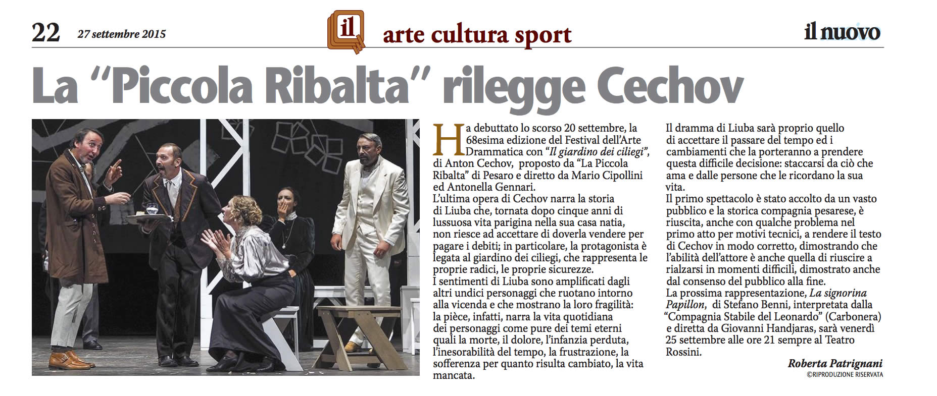 2015 09 27 Il nuovo amico La piccola ribalta rilegge Cechov