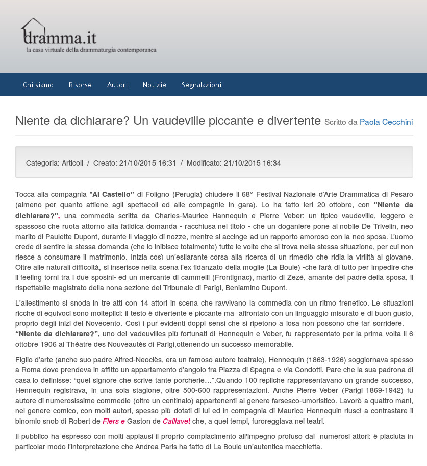 2015 10 21 dramma it Niente da dichiarare?