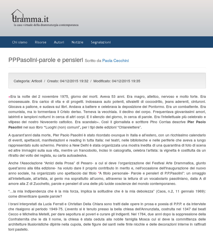 2015 12 04 dramma it PPPasolini-parole e pensieri
