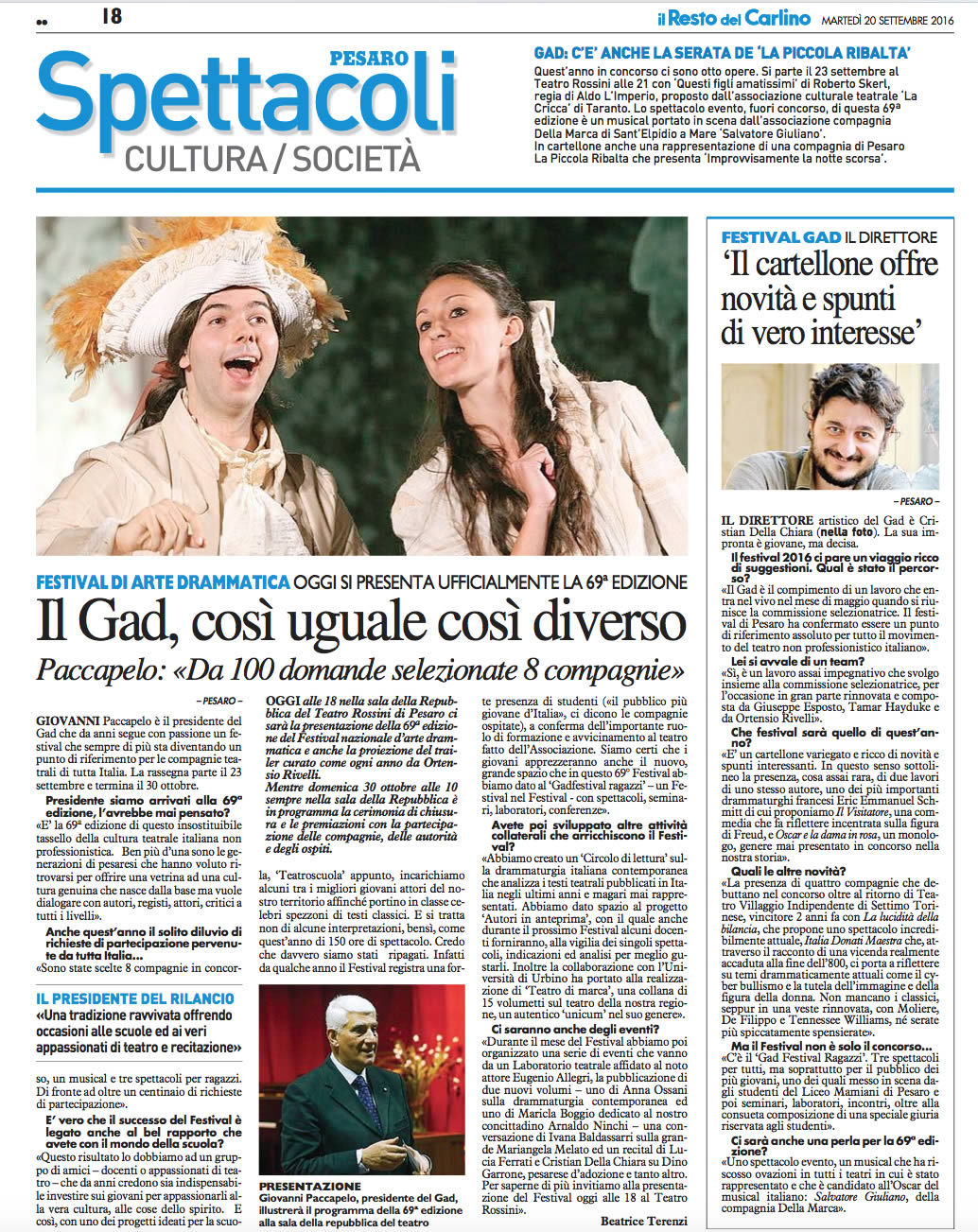 2016 20 09 IlRestoDelCarlino Presentazione GAD