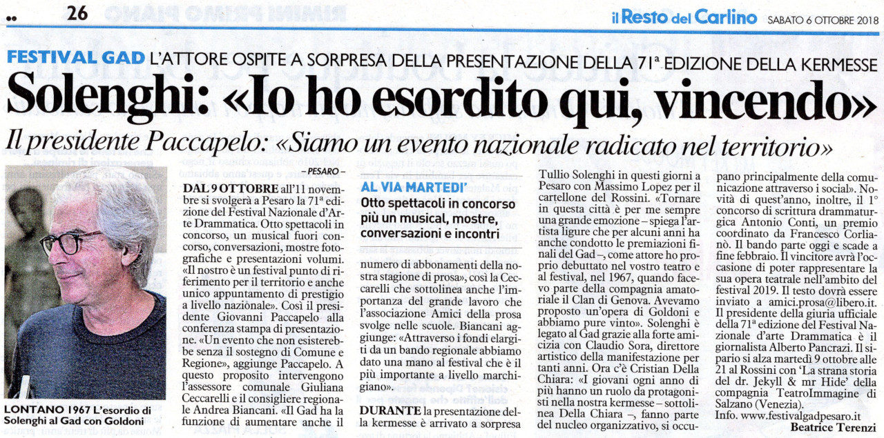 06-10-2018 Il Resto del Carlino
