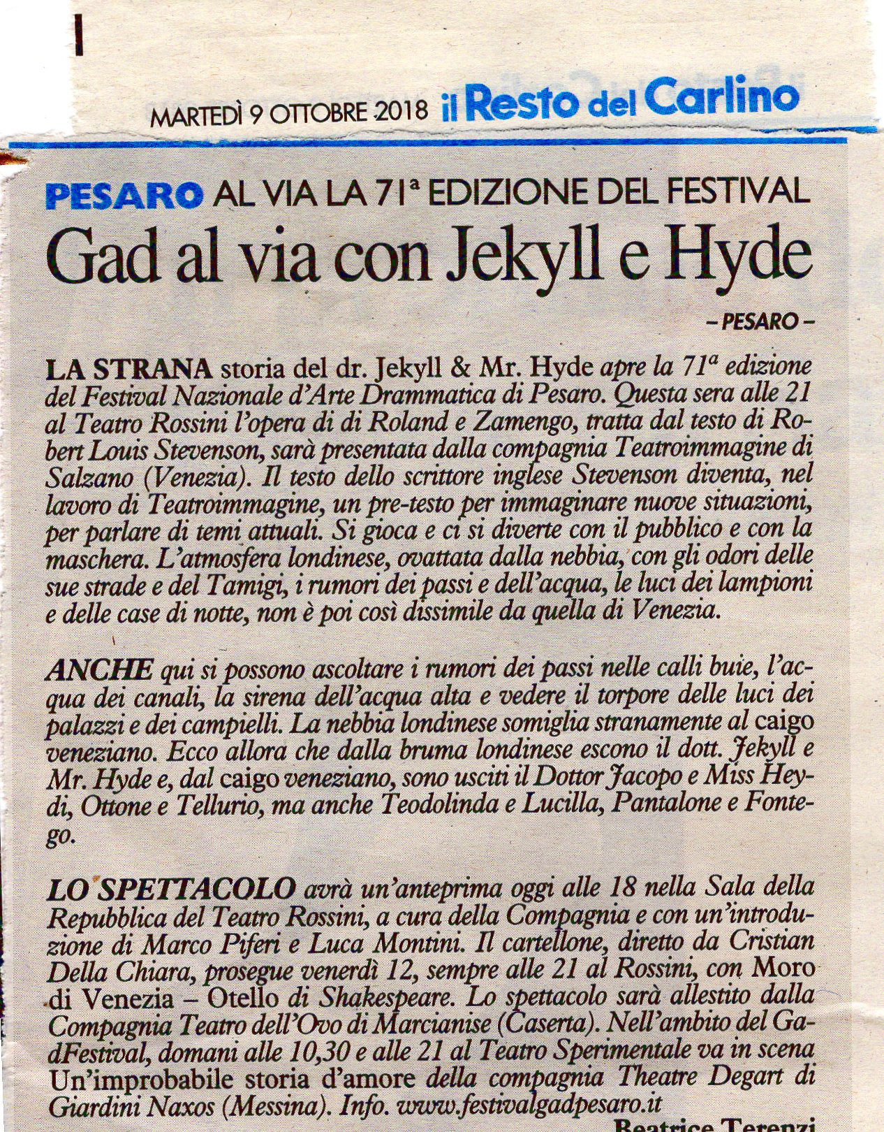 09-10-2018 Il Resto del Carlino