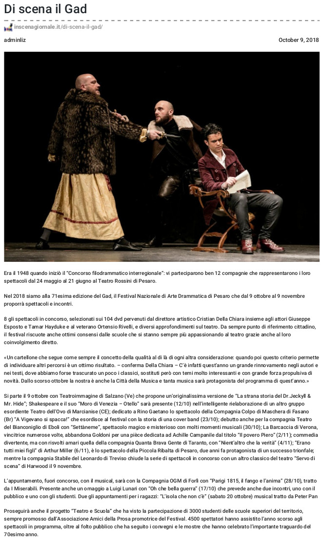 Gad Festival Nazionale D Arte Drammatica Teatro Rossini Di Pesaro Inscenagiornale It 12 10 18