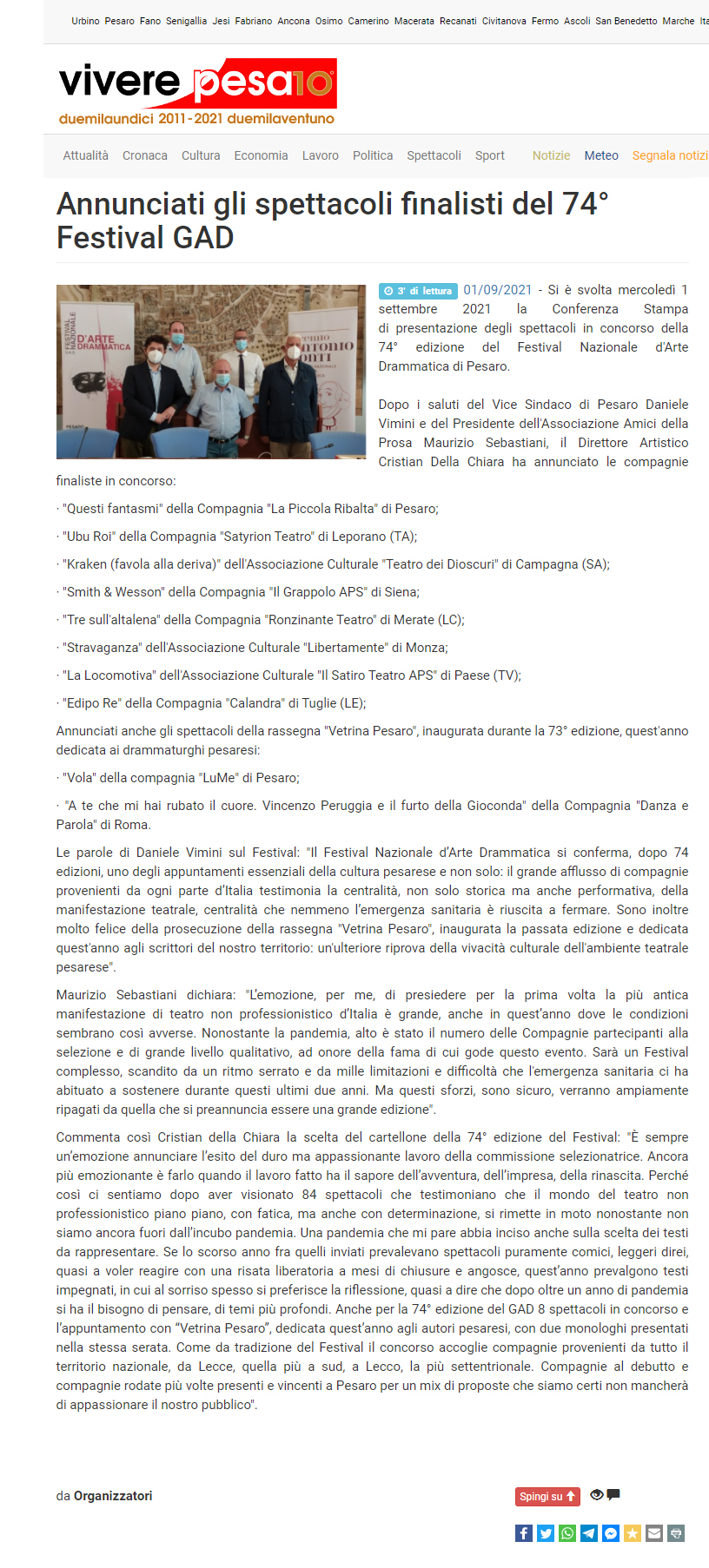 Vivere Pesaro 1 settembre 2021